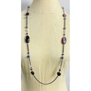 Avon Long Elegant Acrylic Bead Statement Necklace Boho 36”